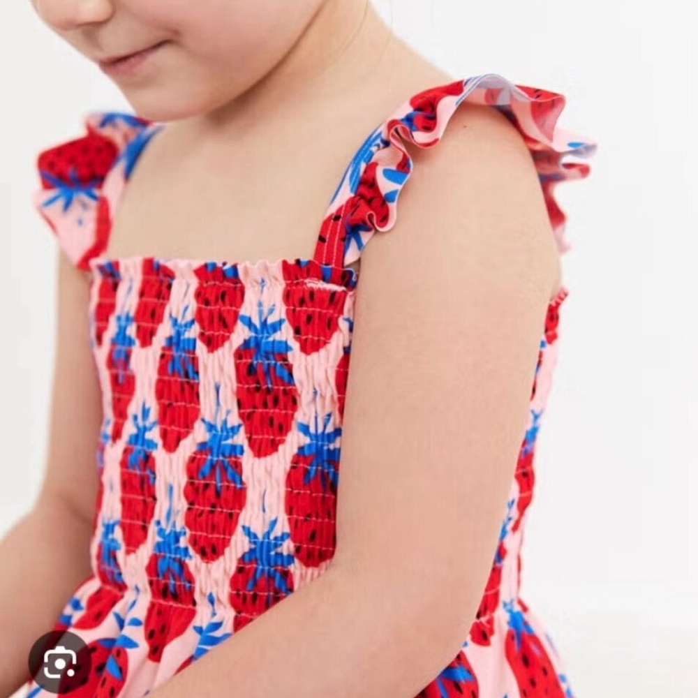 Hanna AnderssonStrawberry Tankini with High Wasted Blue/White Stripe Bottlms 3T